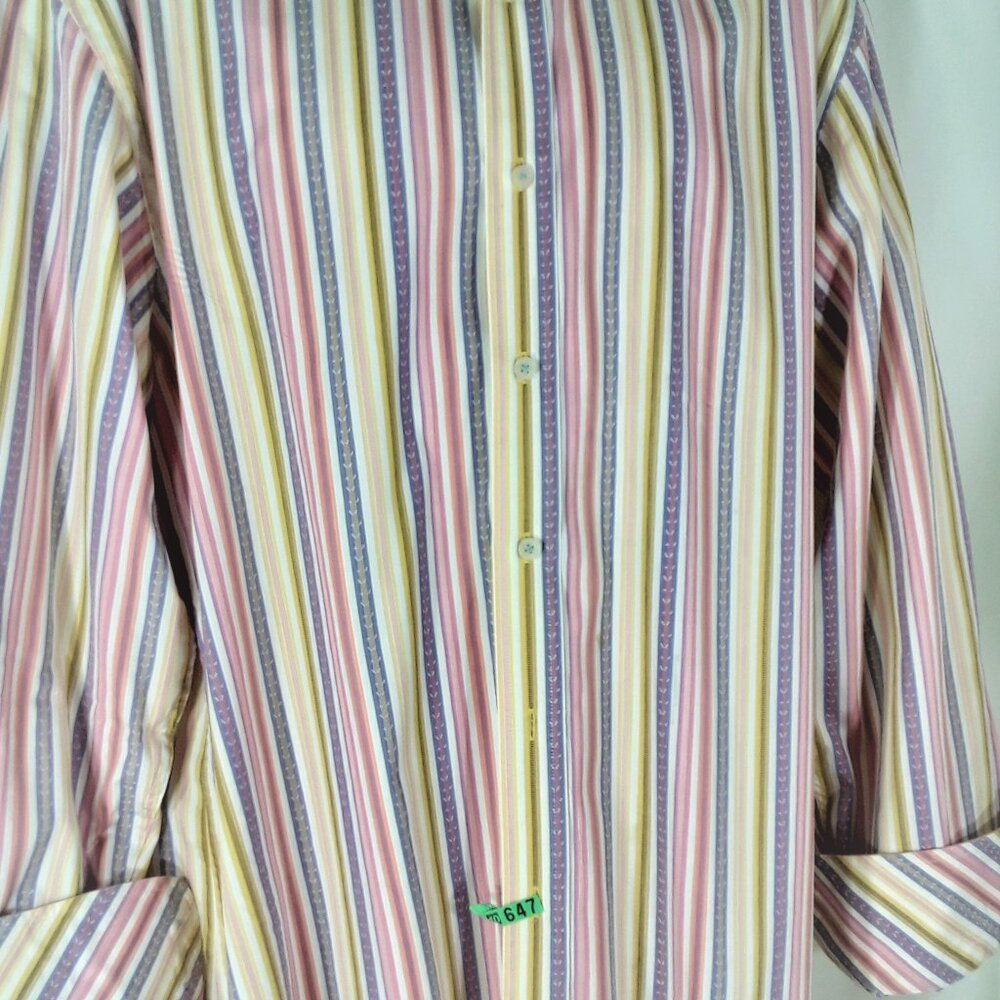 Robert Graham Button Front Dress Shirt Rainbow Stripes Men's Sz XL NICE!